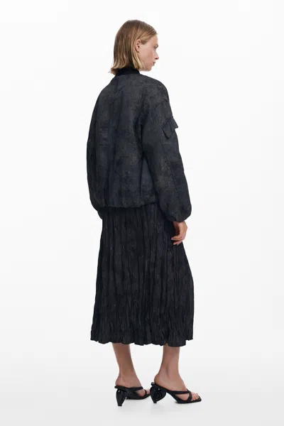 Desigual Embroidered Bomber Jacket In Black