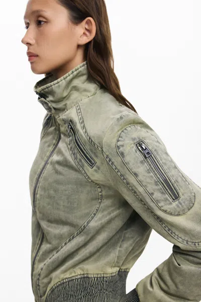 Desigual Short Jacket With Waistband In Green