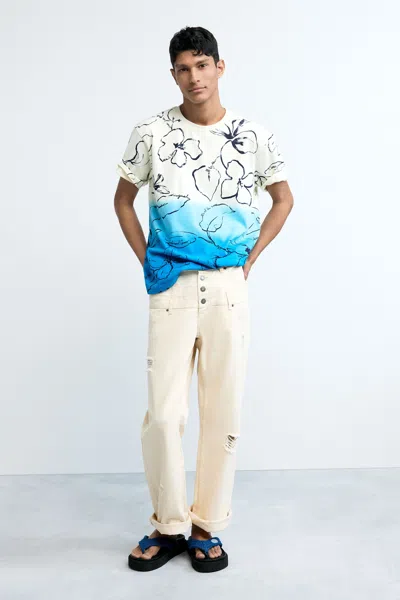 Desigual Tropical Gradient T-shirt In White