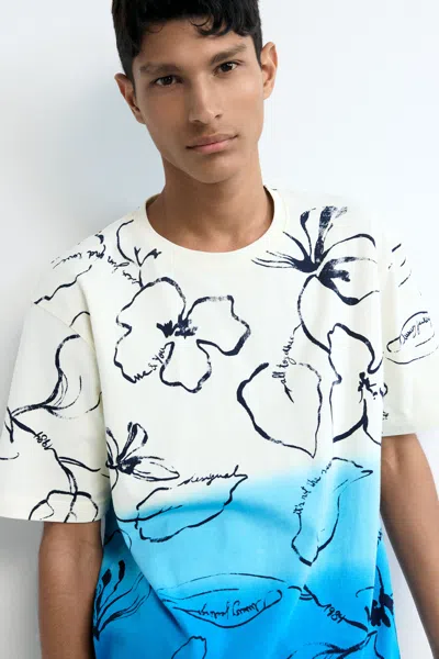 Desigual Tropical Gradient T-shirt In White