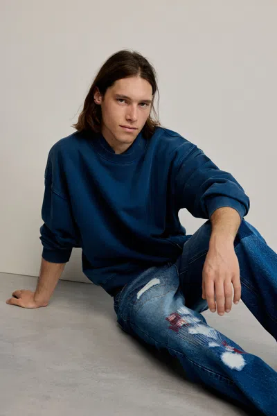 Desigual Plain Sweatshirt Logo In Blue