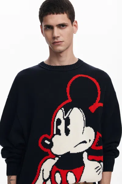 Desigual Cartoon Graphic Sweater In Blue