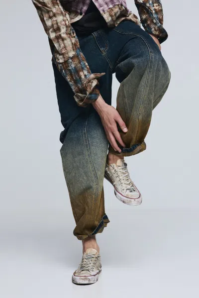 Desigual Gradient Denim Trousers In Multi