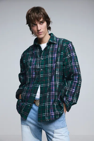 Desigual Long-sleeve Check Overshirt In Multi