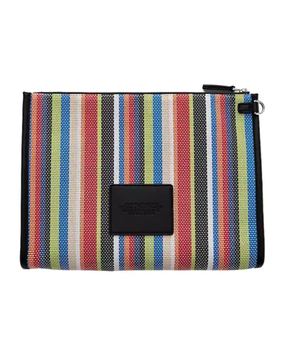 Marc Jacobs The Large Stripe Mesh Pouch In Multi