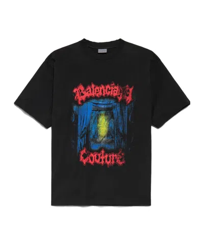 Balenciaga Cotton Salon De Couture Gothic T-shirt In Black