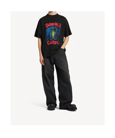Balenciaga Cotton Salon De Couture Gothic T-shirt In Black