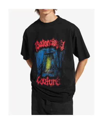 Balenciaga Cotton Salon De Couture Gothic T-shirt In Black