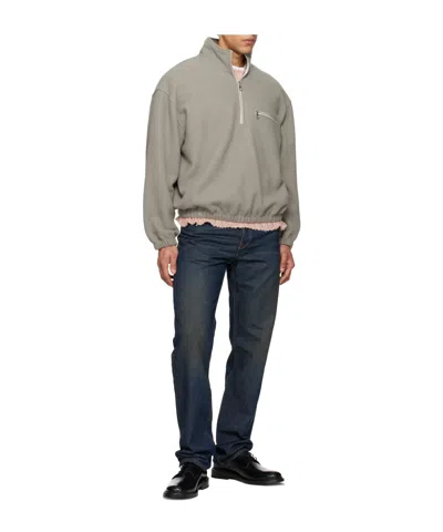 Rier Half-zip Wool Sweatshirt In Gray