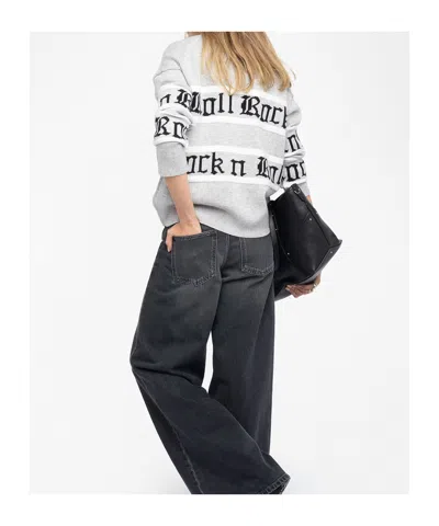 Zadig & Voltaire Womens Light Grey Mirkaz Jacquard-pattern Wool And Cashmere Blend Cardigan In Gray