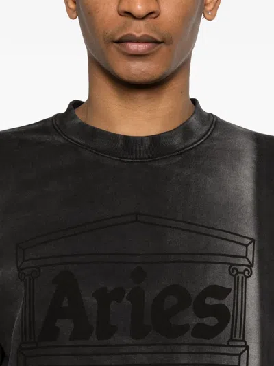 Aries Sunbleached Column Sweatshirt In Black