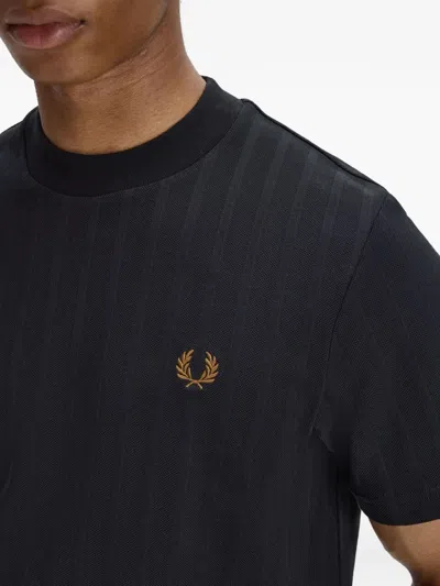 Fred Perry Striped-texture T-shirt In Black