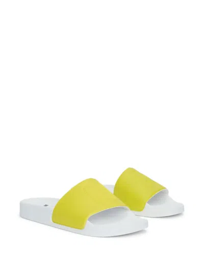 Msgm Embossed-detail Slides In Yellow