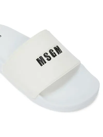 Msgm Logo-embossed Slides In White