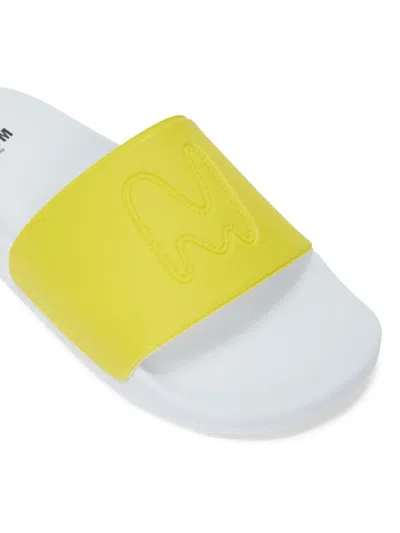 Msgm Embossed-detail Slides In Yellow