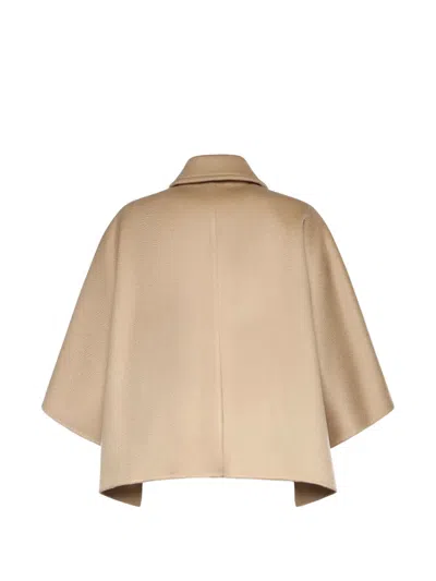 Max Mara Double-breasted Cape In Neutral