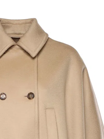 Max Mara Double-breasted Cape In Neutral