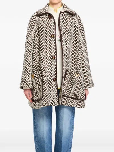 Valentino Patterned Button Coat In Multi