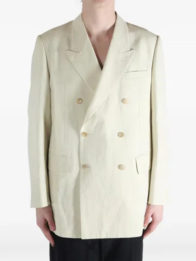 Auralee Double-breasted Blazer In White