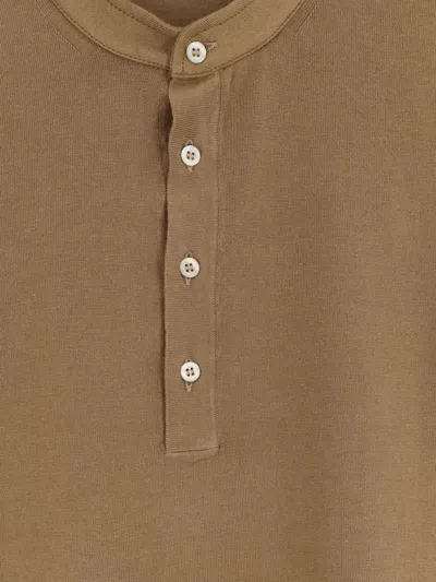 Corneliani Collarless Shirt In Brown