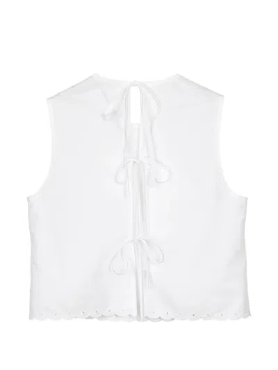 Cecilie Bahnsen Deeba Broderie Anglaise Cotton Poplin Crop Top In White