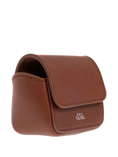 A.p.c. Leather Pet Case In Brown