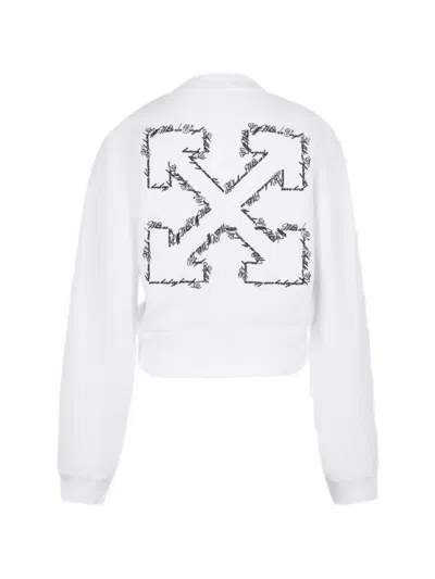 Off-white Neutral Script Logo Graphic Cotton Sweatshirt In White