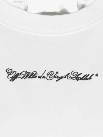 Off-white Neutral Script Logo Graphic Cotton Sweatshirt In White