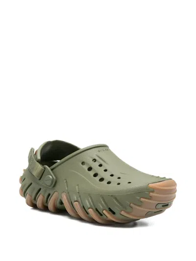 Crocs Perforated Strap Slippers In Green