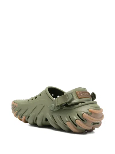 Crocs Perforated Strap Slippers In Green
