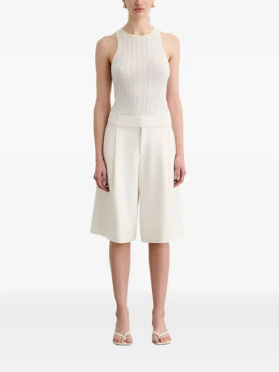 Toccin Nina Belted Culotte Pants In Optic In White