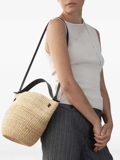 Inès Bressand Raffia Medium Shoulder Bag In Neutral