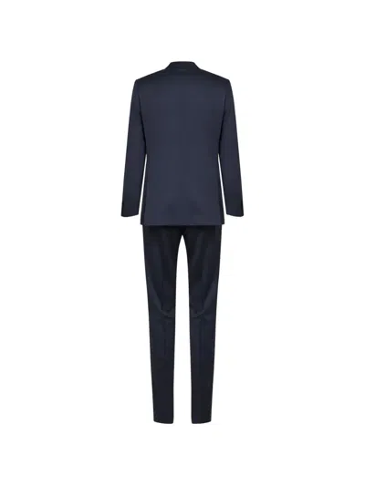 D4.0 Peak Lapels Double-breasted Suit In Blue