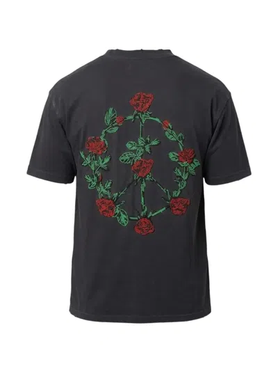 Bldg4 Flower-embroidered T-shirt In Black