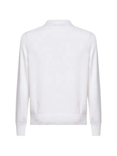 D4.0 Button Collar Knitted Top In White