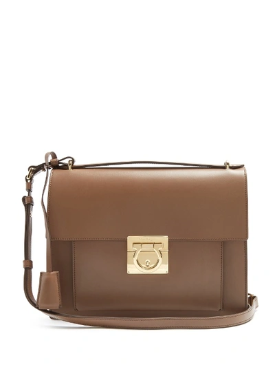 Ferragamo Marisol Leather Shoulder Bag In Brown