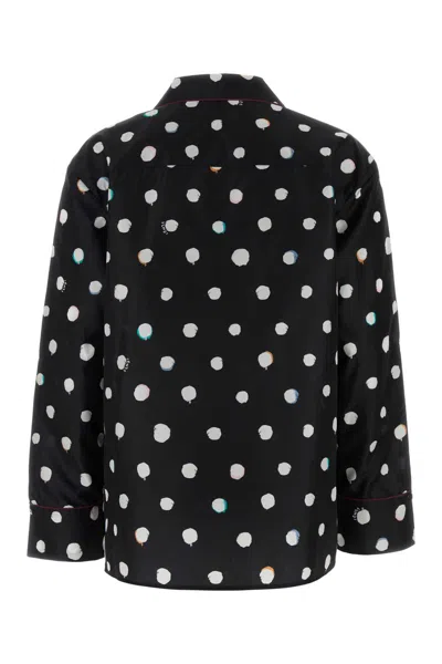 Fendi Long Sleeve Top Polka Dots Chest Pocket In Black
