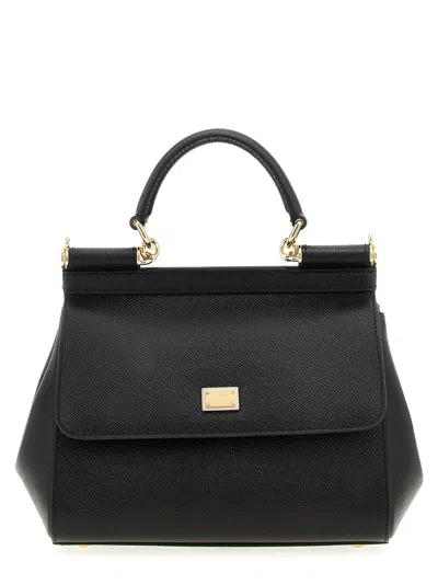 Dolce & Gabbana Black Handbag With Adjustable And Removable Shoulder Strap And Logo Plaque On The Front In Grained L
