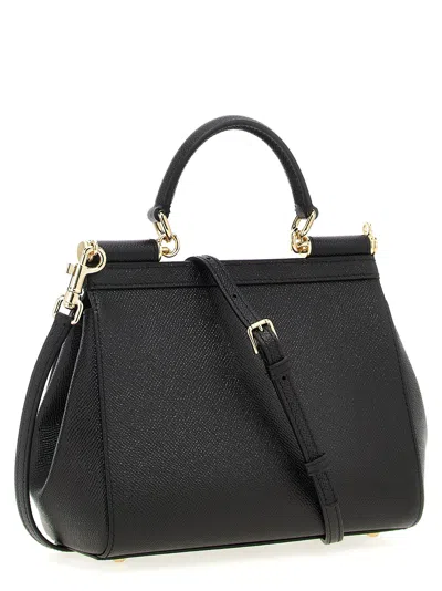 Dolce & Gabbana Black Handbag With Adjustable And Removable Shoulder Strap And Logo Plaque On The Front In Grained L
