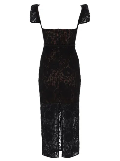 Self-portrait Belted Embellished Cotton-blend Lace Midi Dress In Black