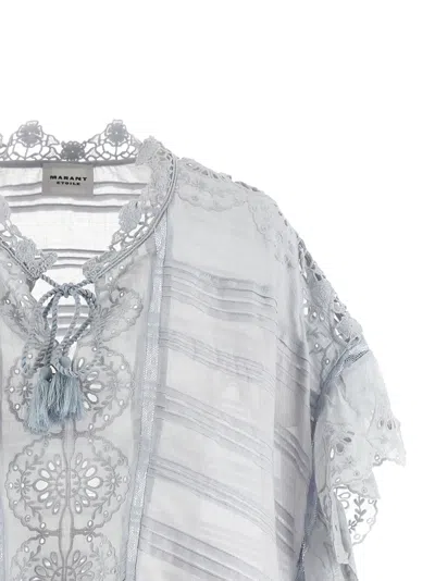 Isabel Marant Étoile Payton Lace-trimmed Embroidered Cotton Blouse In Pink