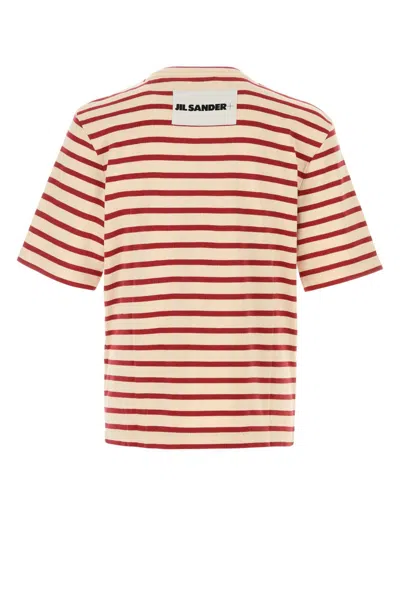 Jil Sander Striped-pattern Logo-patch T-shirt In Multi