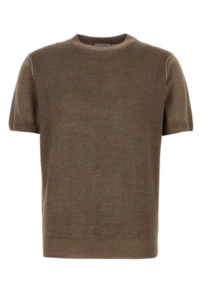 Canali Knitted T-shirt In Brown