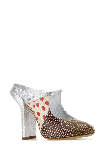 Dries Van Noten Printed Leather Mules In Multi