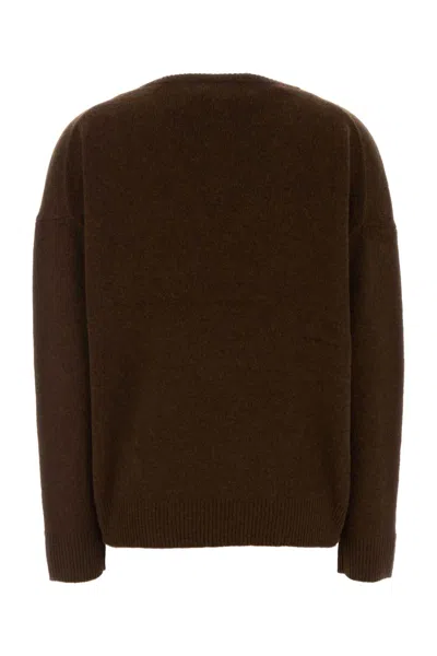 Co Cashmere V Neck Sweater In Brown