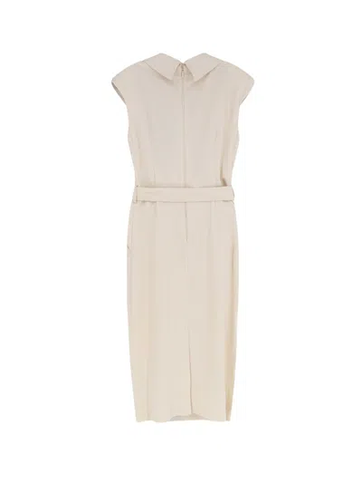 Pinko Amadine Dress Belted Waist Sleeveless V Neckline In Multi