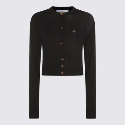 Vivienne Westwood Cropped Cardigan With Distinctive Buttons And Embroidered Emblem In Black