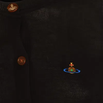 Vivienne Westwood Cropped Cardigan With Distinctive Buttons And Embroidered Emblem In Black