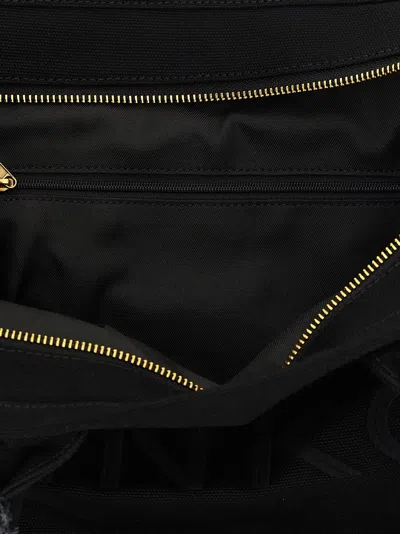 Pinko Frayed Lettering Medium Tote Bag In Black