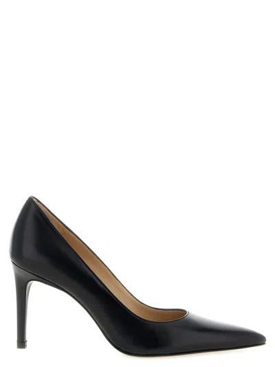 Stuart Weitzman Stuart Power 85 Leather Pumps In Black